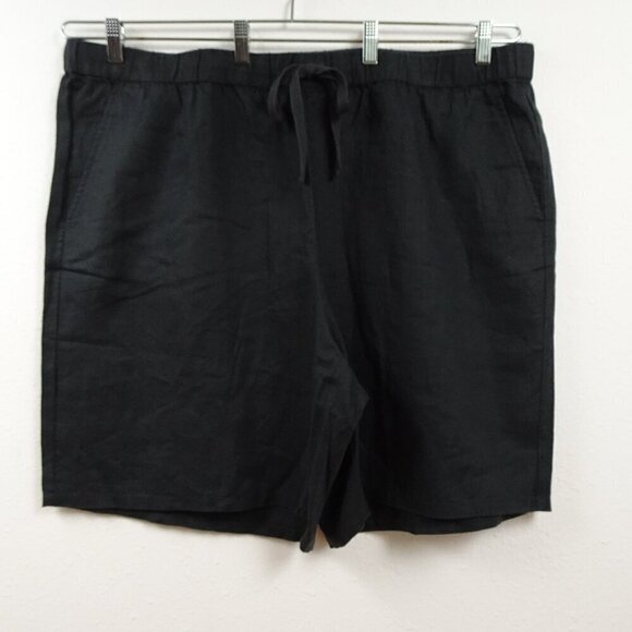 Eileen Fisher Mid Thigh Shorts Women's Size 3X Pull On Gray Organic Linen